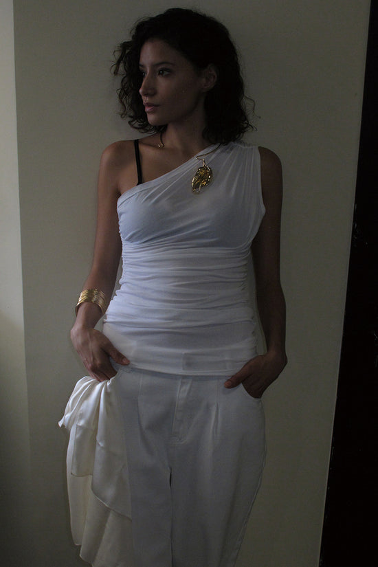 Ruched One-Shoulder Top