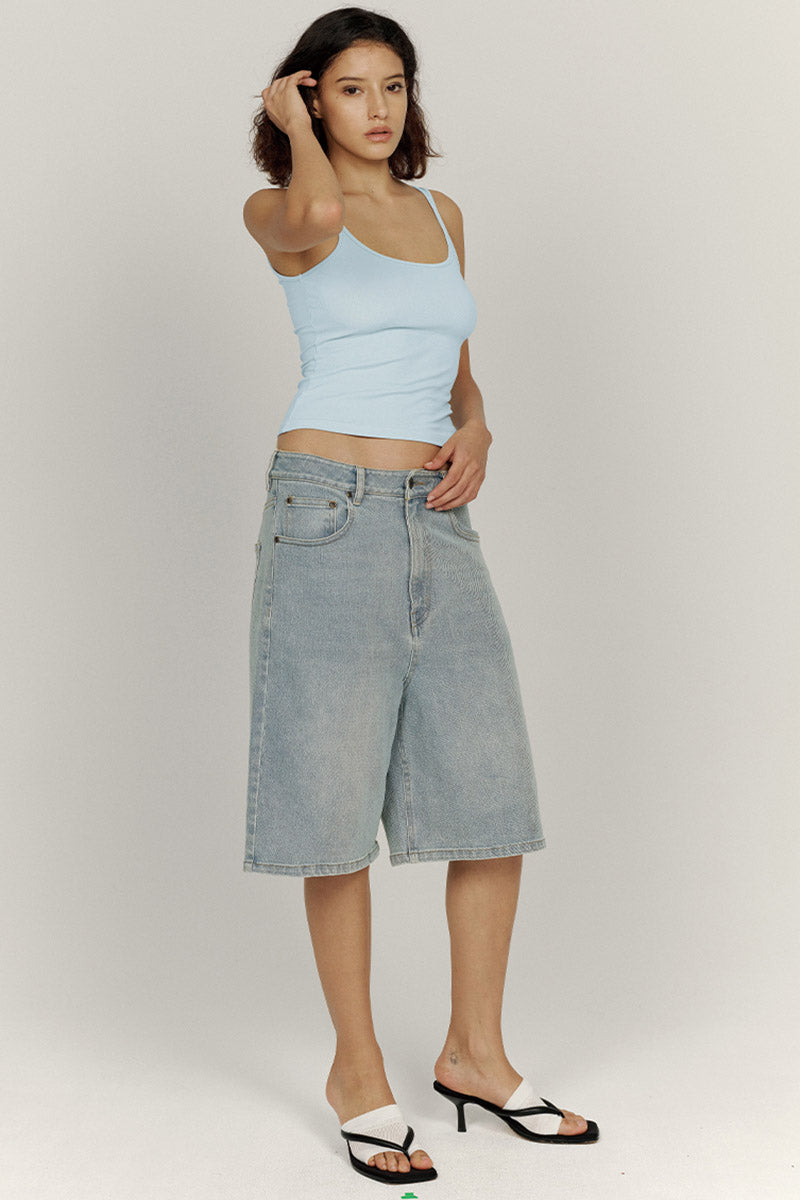 Casual Longline Denim Shorts
