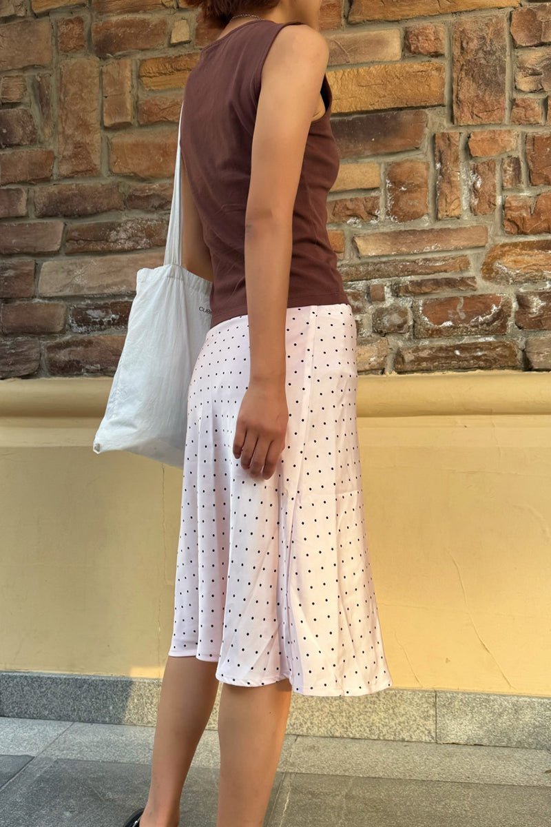 Polka Dot Midi Slip Skirt