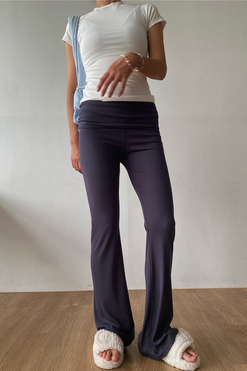 Foldover Waist Flared Lounge Pants