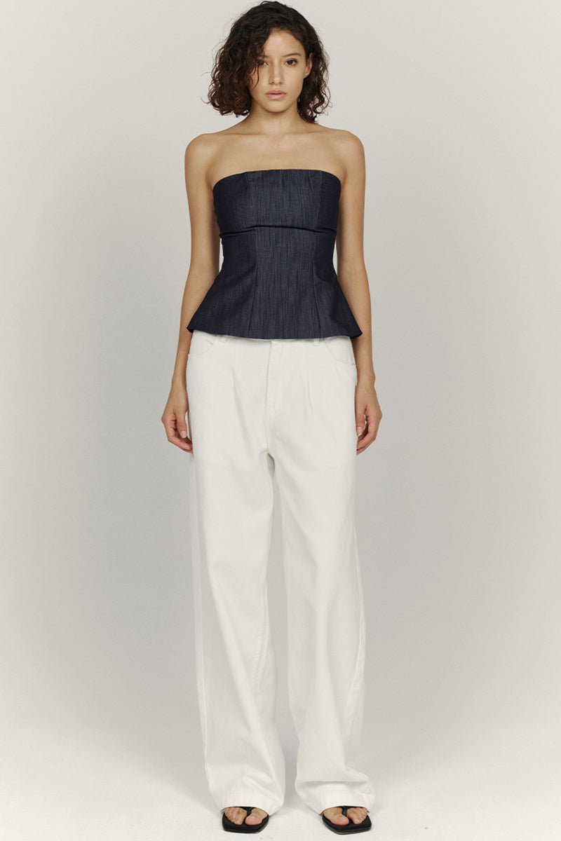 Strapless Structured Denim Top
