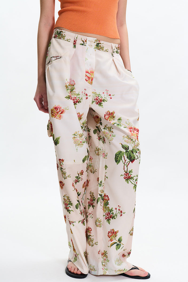 Floral Print Wide-Leg Trousers
