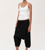 Drop-Crotch Button Front Capri Pants