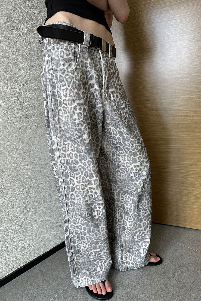 Leopard Print Wide-Leg Pants
