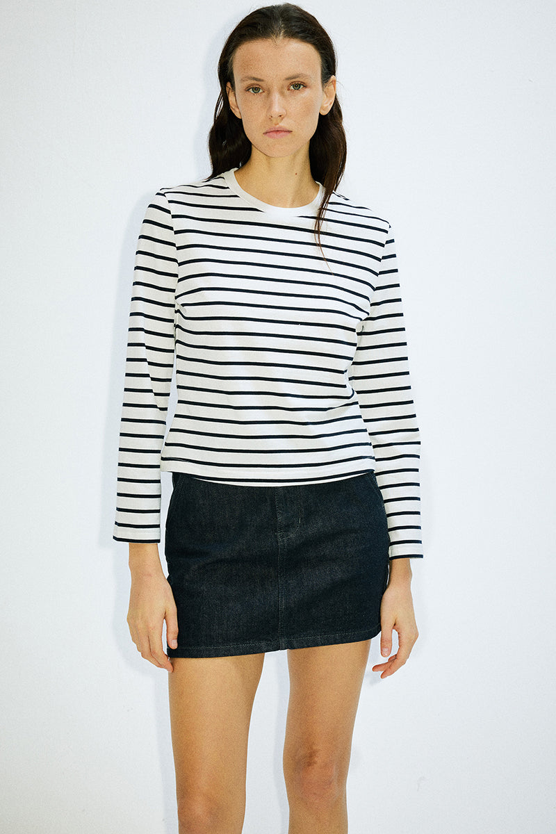 Striped Long Sleeve Cropped Tee