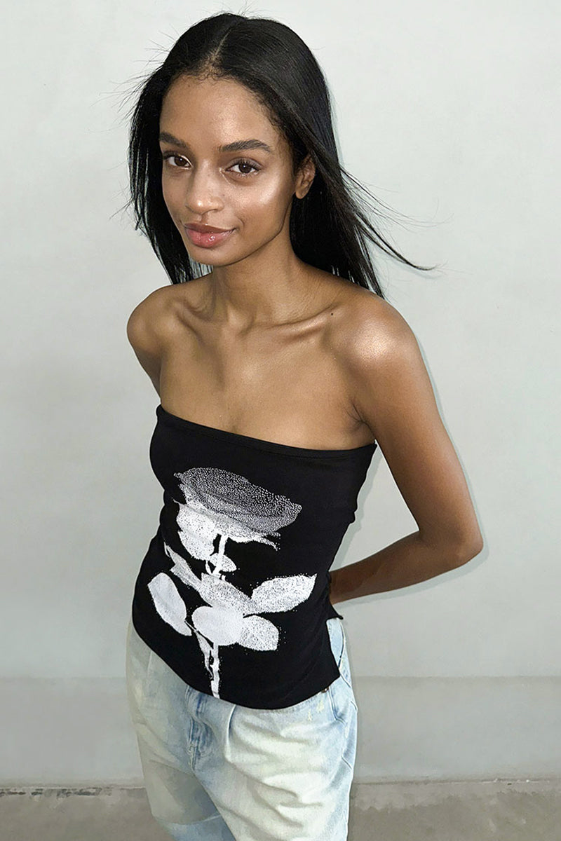 Bold Floral Strapless Tube Top