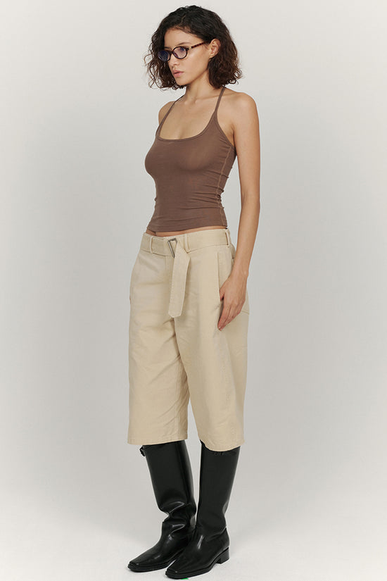 Belted Wide-Leg Utility Shorts