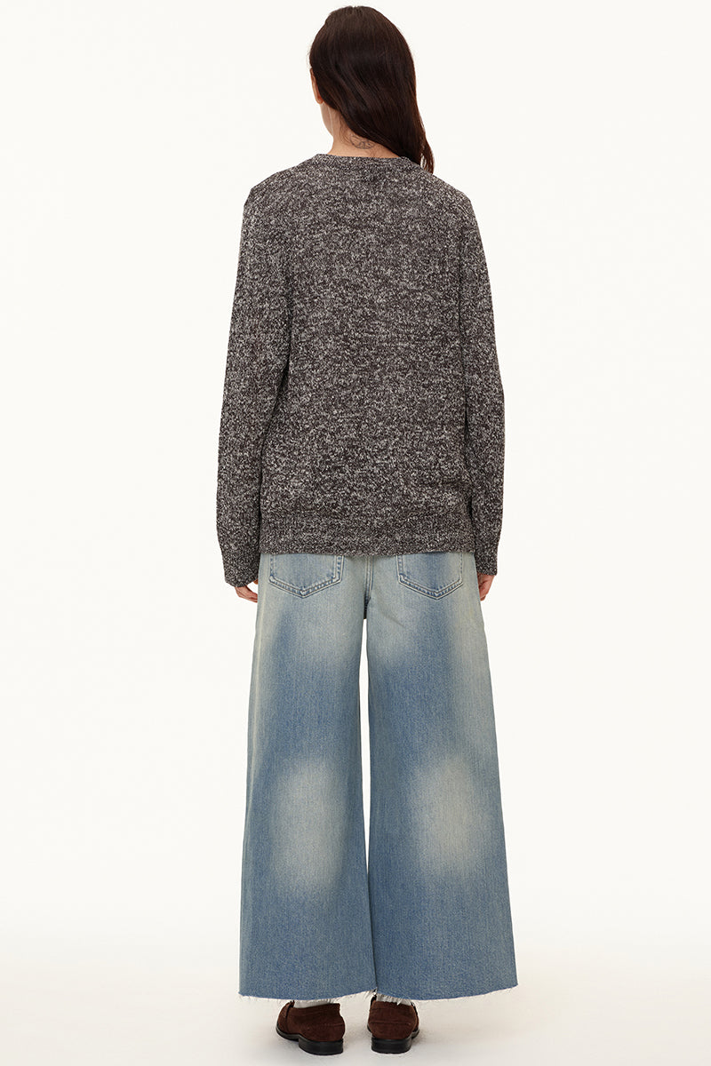 Wide-Leg Washed Denim Jeans