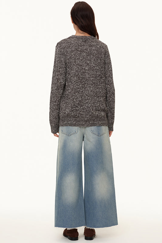 Wide-Leg Washed Denim Jeans