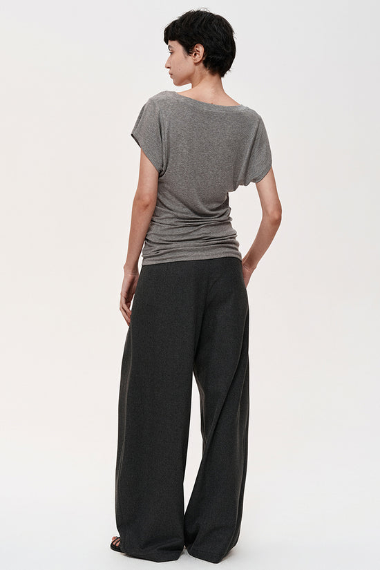 V-Neck Ruched Cap Sleeve T-Shirt