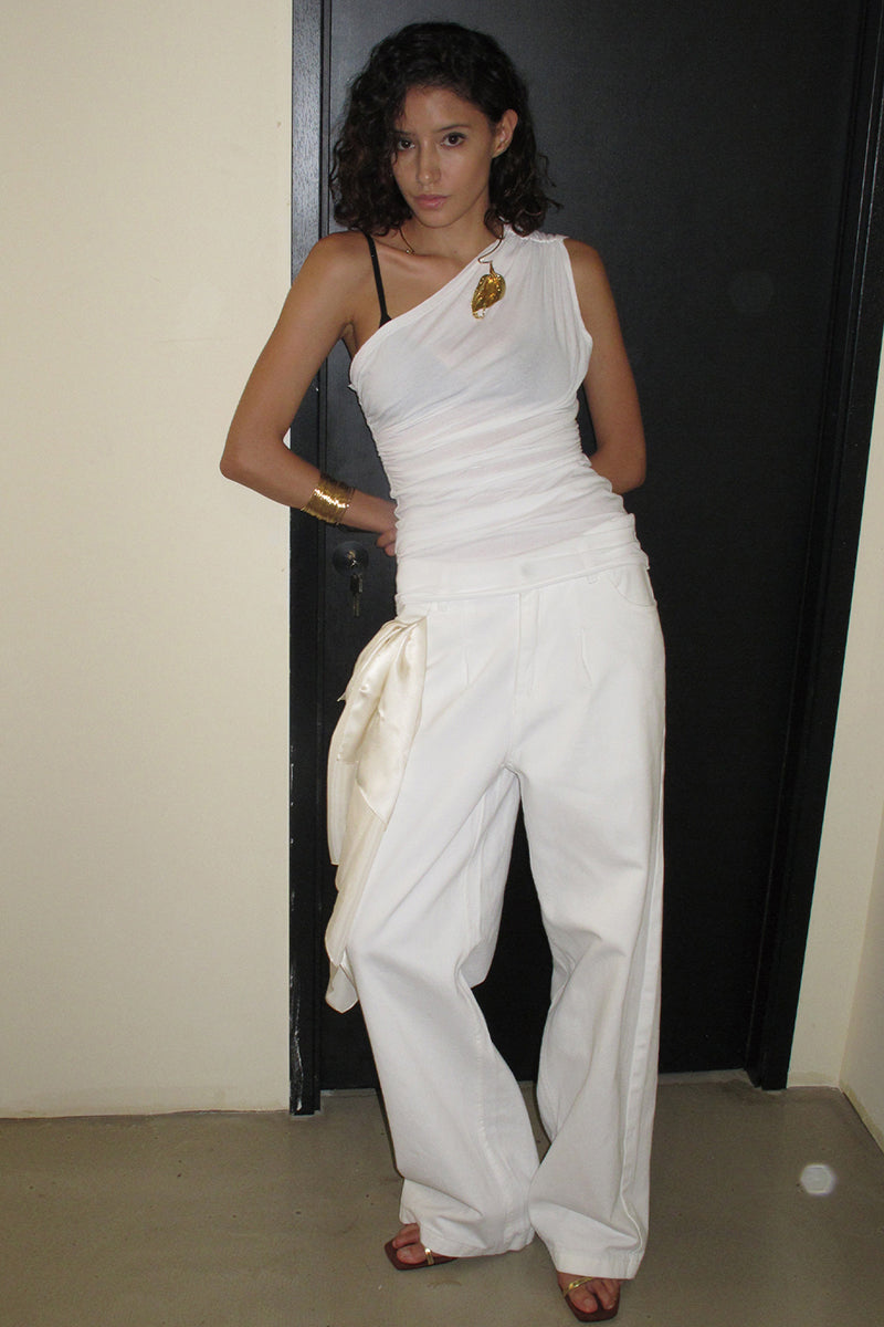 Ruched One-Shoulder Top