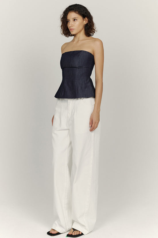 Strapless Structured Denim Top