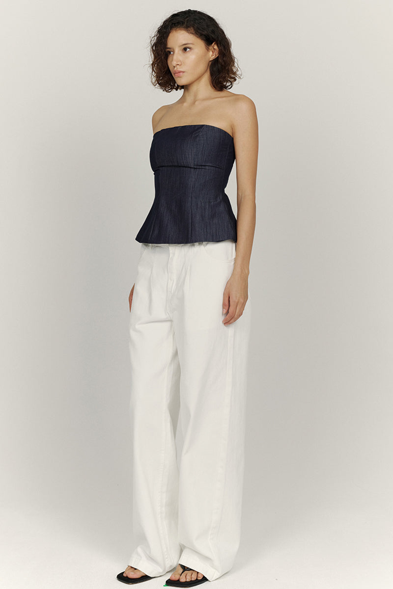 Strapless Structured Denim Top