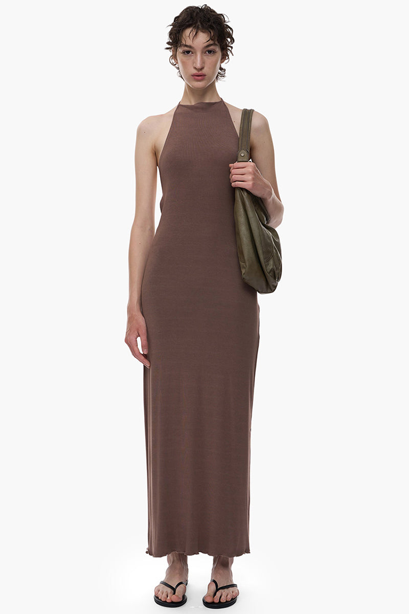 Halter Neck Backless Slim Maxi Dress