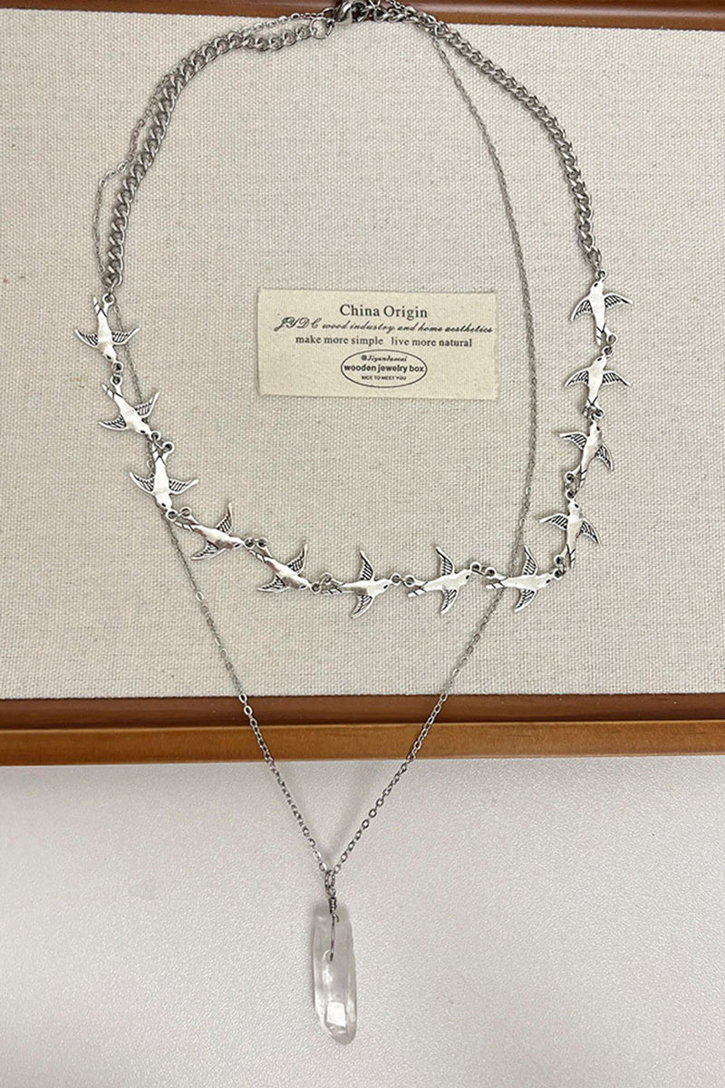 Elegant Bird Pendant Layered Necklace
