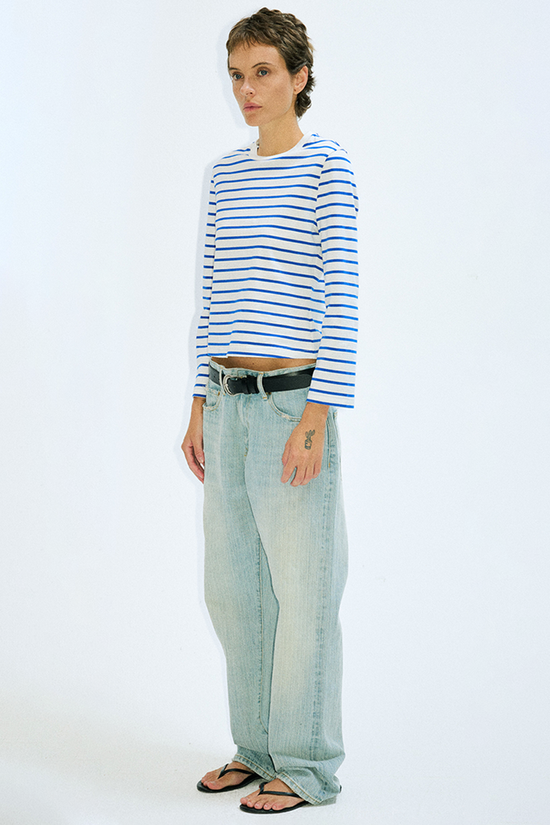Striped Long Sleeve Cropped Tee