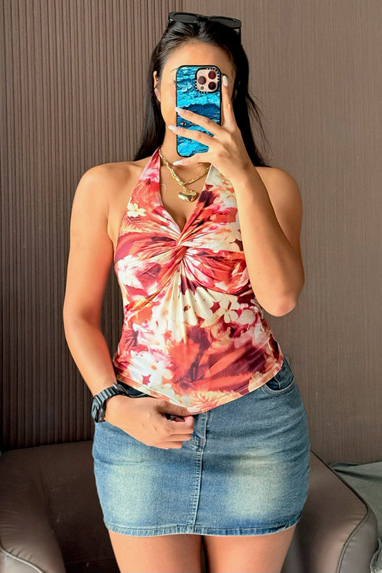 Basic Distressed Button-Up Denim Skirt