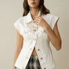 Sleeveless Buttoned Denim Vest