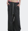 Checked Drawstring Wide Leg Pants