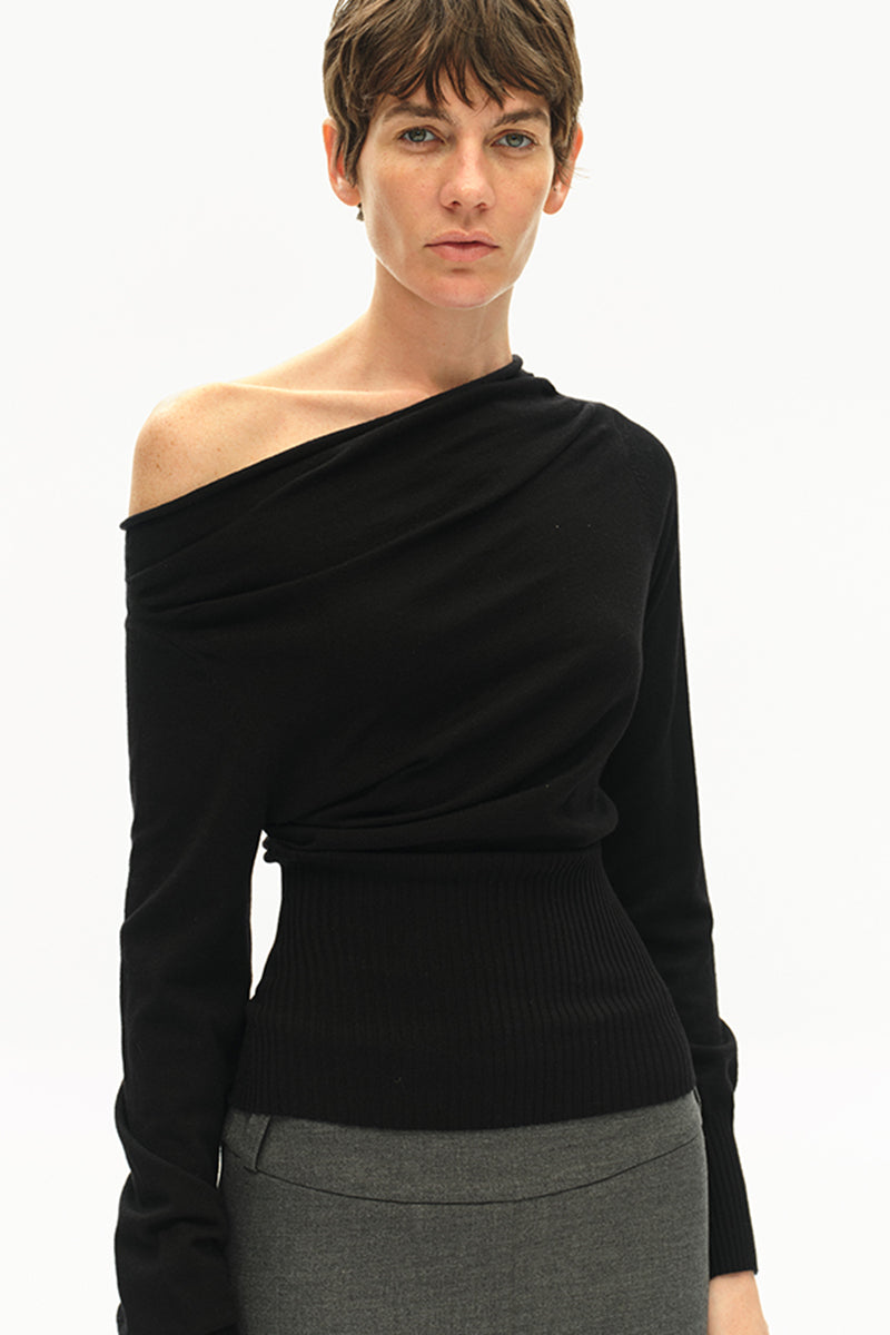 One-Shoulder Ribbed Top