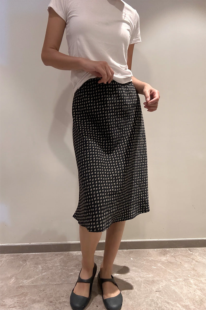 Micro Check Midi Slip Skirt