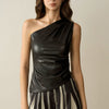 One-Shoulder Faux Leather Top