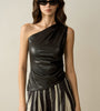 One-Shoulder Faux Leather Top