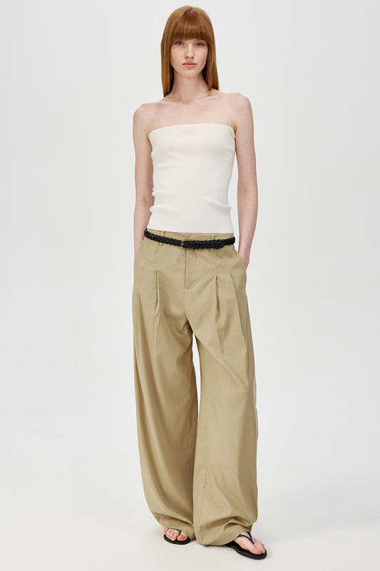 High-Waist Pleated Loose Fit Trousers
