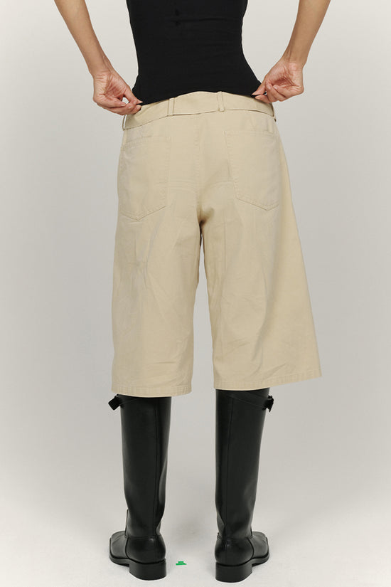 Belted Wide-Leg Utility Shorts