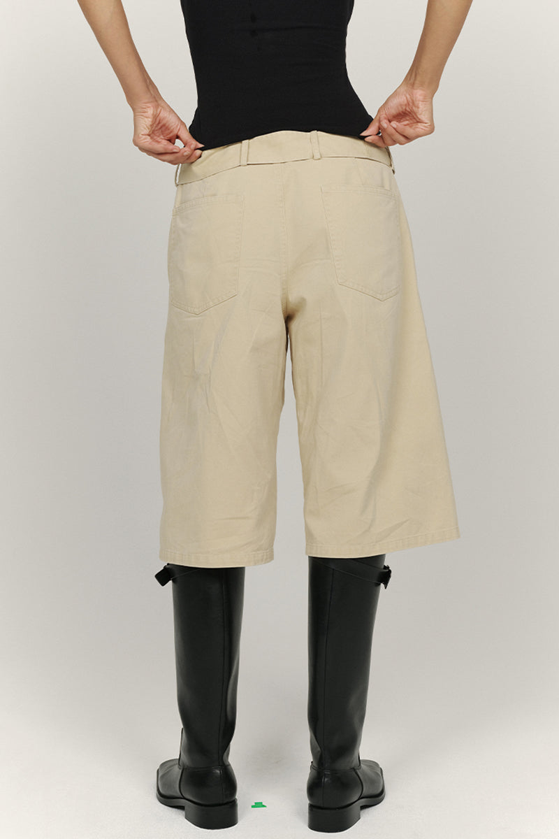 Belted Wide-Leg Utility Shorts