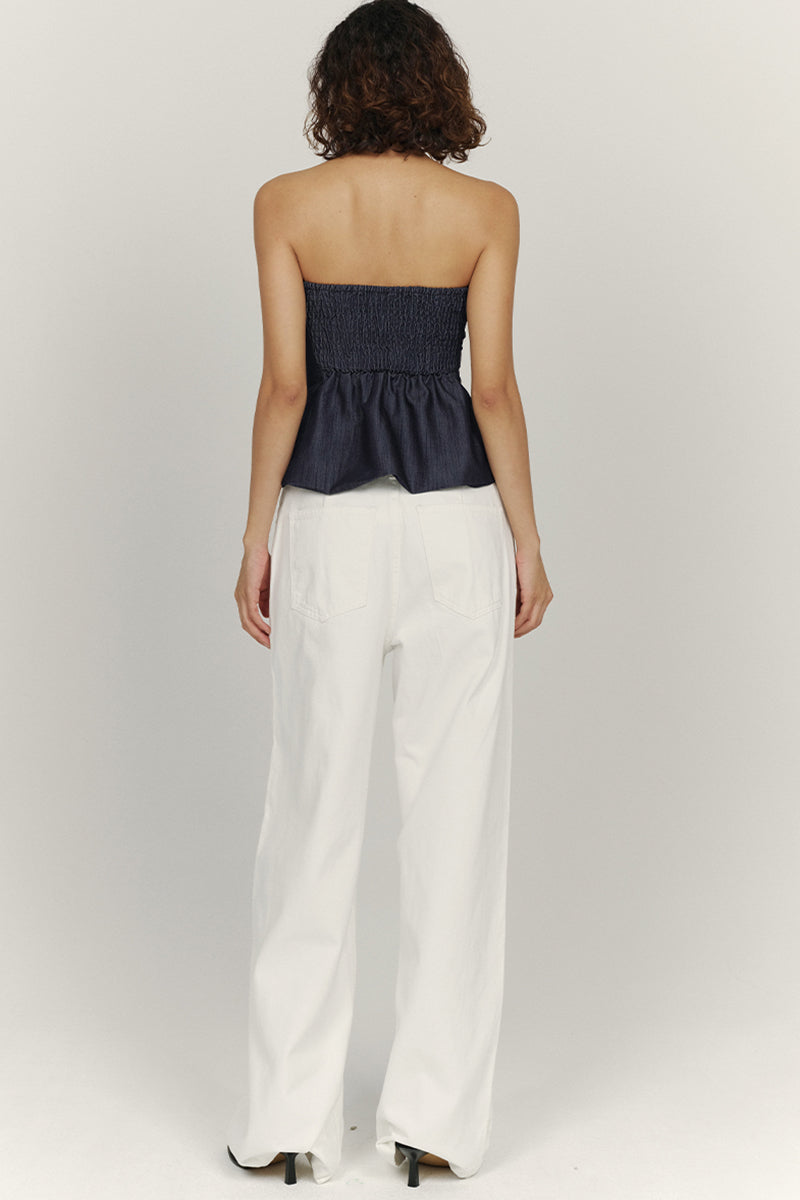 Strapless Structured Denim Top