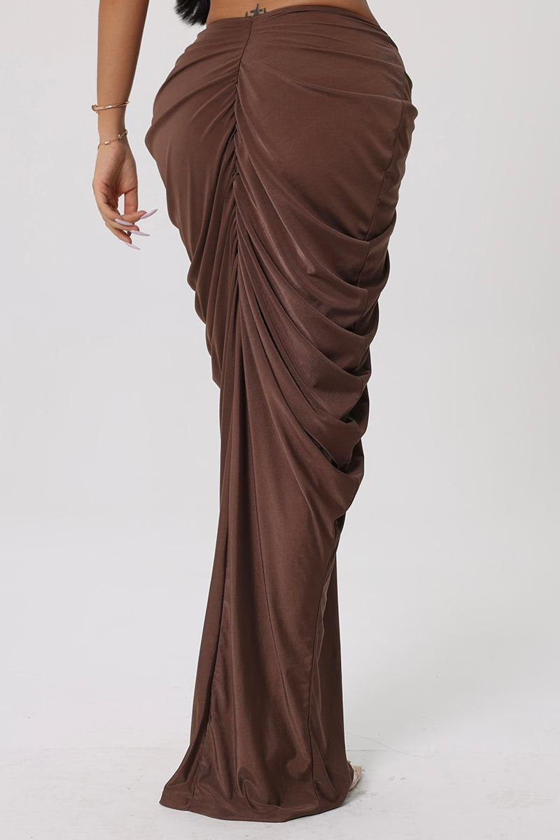 Draped Maxi Skirt and Crop Top Set