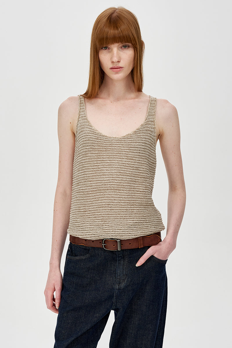 Textured Knit Scoop Neck Tank