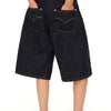 Dark Wash Wide Denim Shorts