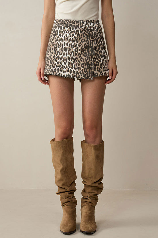 Leopard Print Wrap Shorts