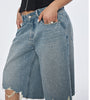 Distressed Sparkle Denim Bermuda Shorts