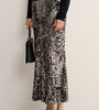 Leopard Print Satin Midi Skirt