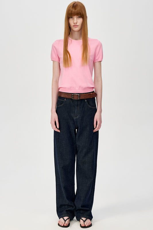 Short Sleeve Crewneck Knit Tee