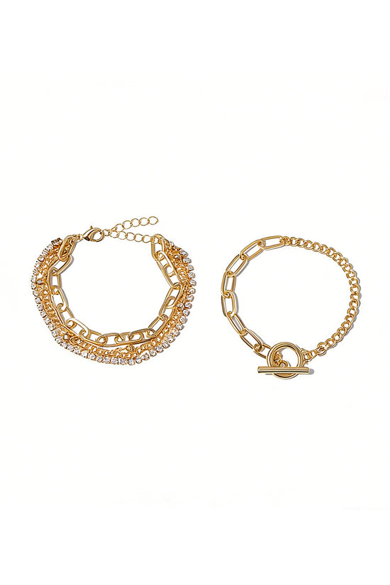 Elegant Chain and Stone Bracelet Set