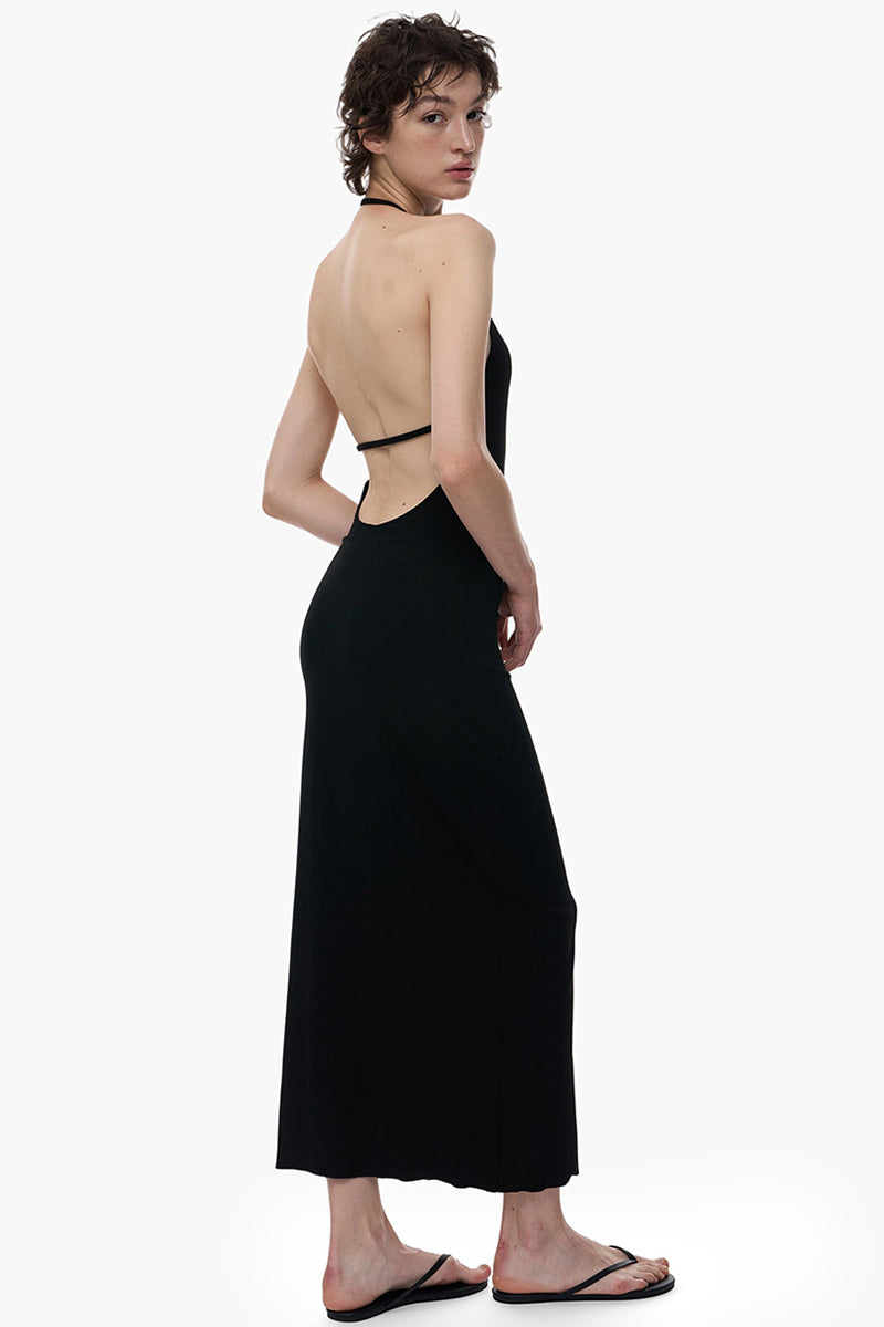 Halter Neck Backless Slim Maxi Dress