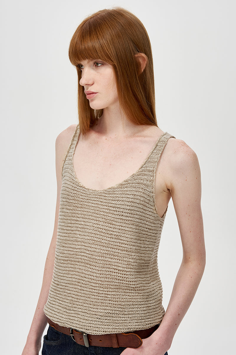 Textured Knit Scoop Neck Tank