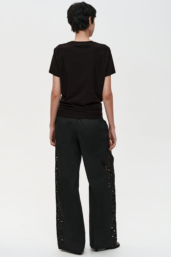 Cutout Detail Straight-Leg Trousers