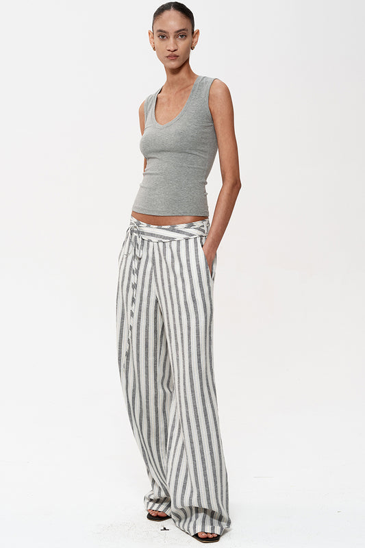 Striped Tie-Waist Lounge Pants