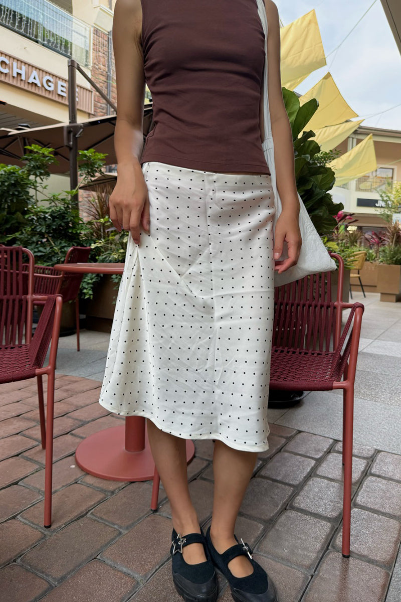 Polka Dot Midi Slip Skirt