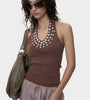 Embellished Halter Neck Knit Top