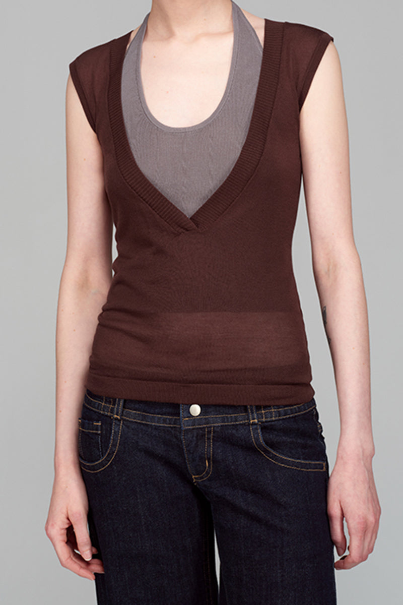 Layered Deep V-Neck Tank Top
