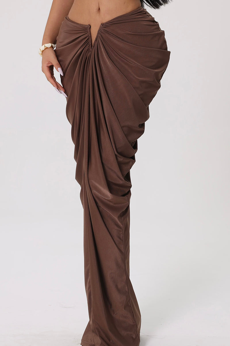 Draped Maxi Skirt and Crop Top Set