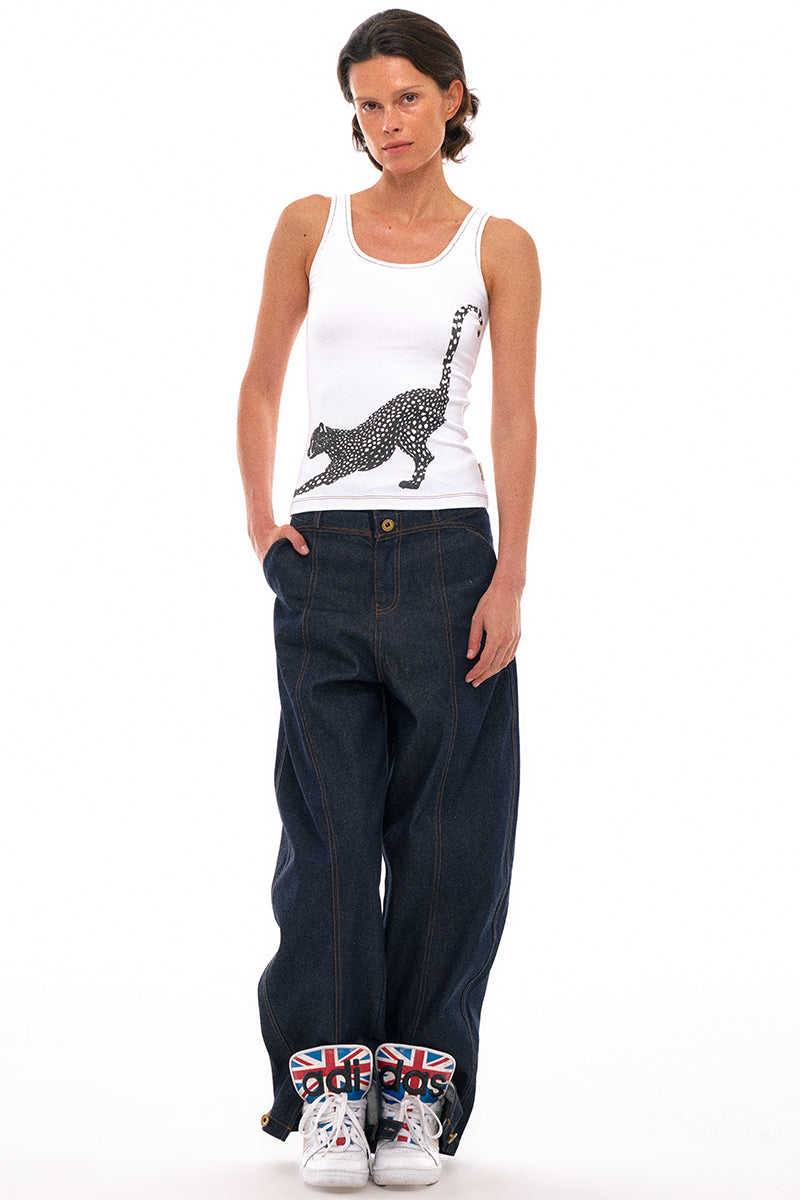 Tank Top with Stretch Cat Graphic