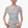 Off Shoulder Striped Fitted Tee
