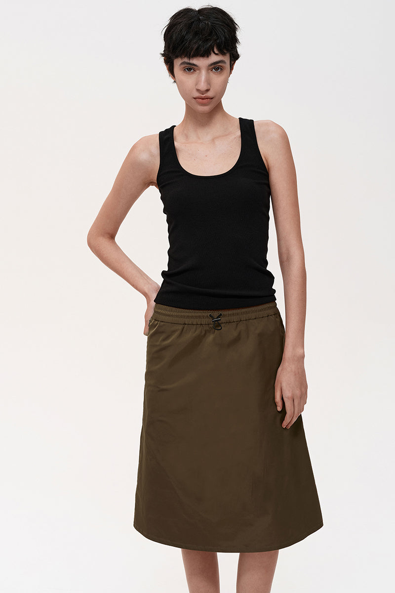 Adjustable Drawstring A-Line Skirt